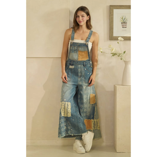 Patchwork Denim Overalls
