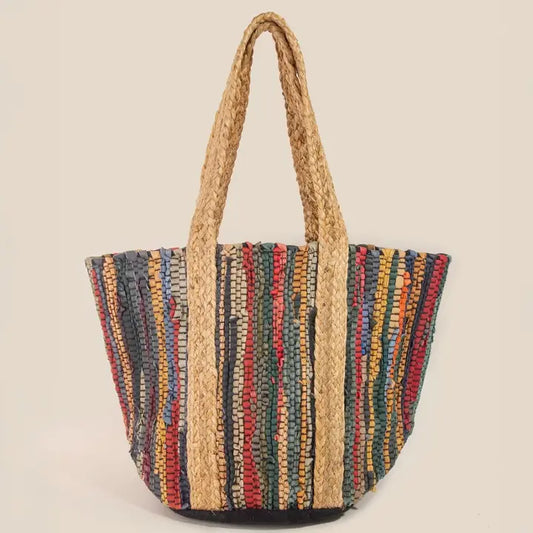 Striped Woven Tote