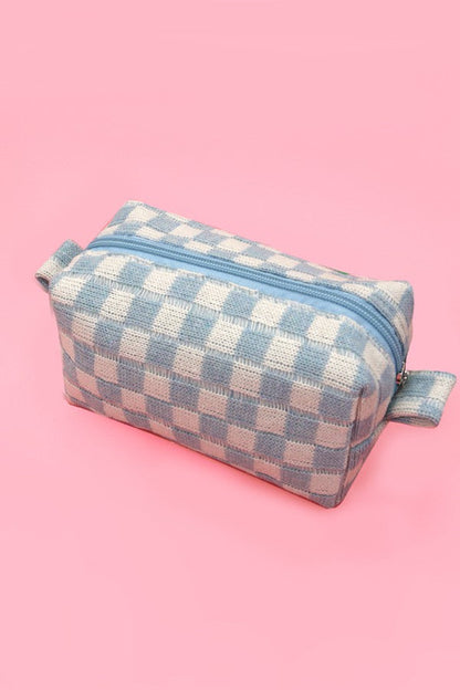 Checkered Cosmetic Makeup Pouch