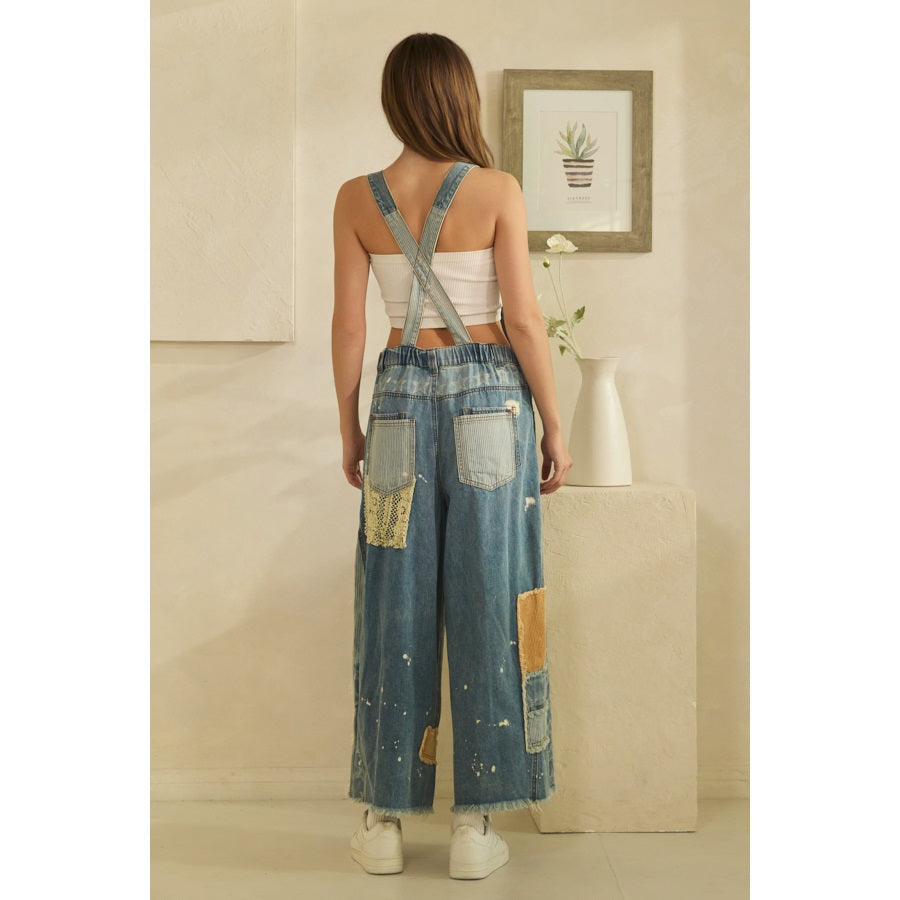 Patchwork Denim Overalls