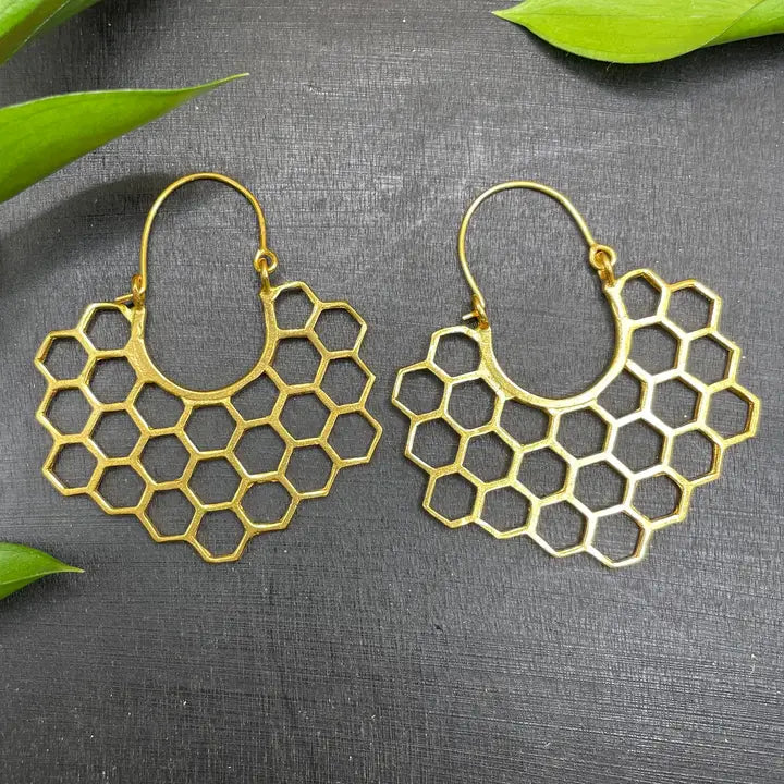 Geometric Honeycomb Earrings