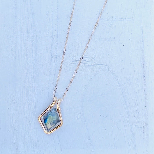 Labradorite Diamond Cut Necklace