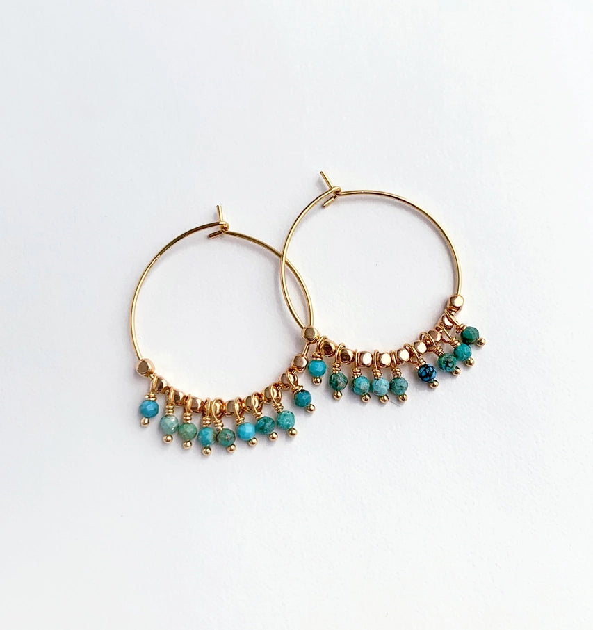 Turquoise Bohemian Hoops