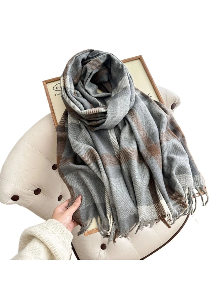 Colorblock Plaid Scarf