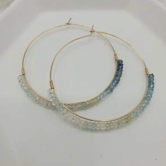 Moss Aquamarine Dipped Hoops