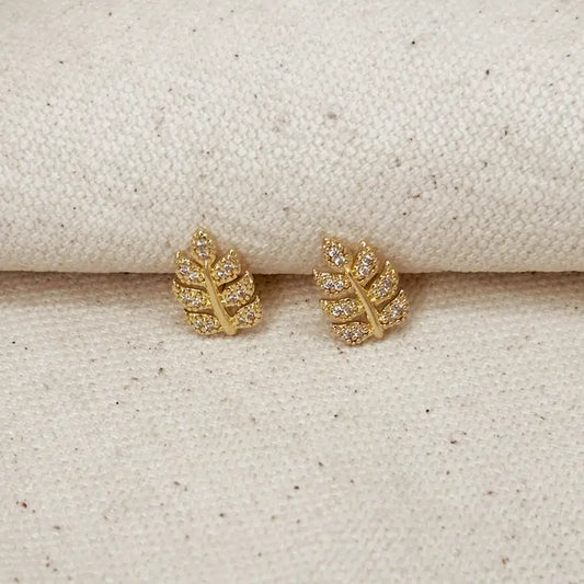 Cubic Zirconia Leaf Studs