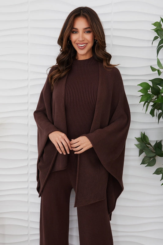 Knit Dolman Cardigan - Chocolate