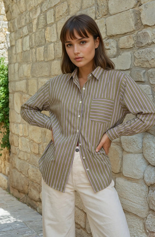 Tuscan Stripe Boyfriend Shirt