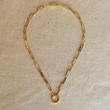 18k Gold Filled Paperclip Chain Necklace Featuring Carabine