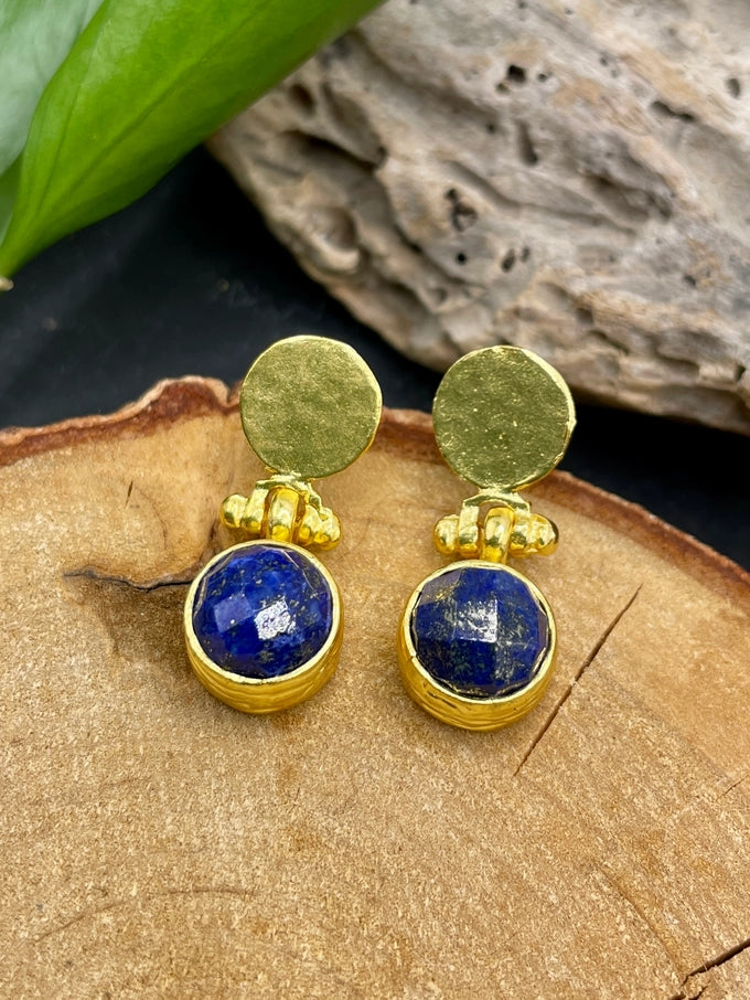 Lapis Circle Earrings