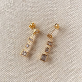 18k Gold Filled Clear Dangling Shapes Earring