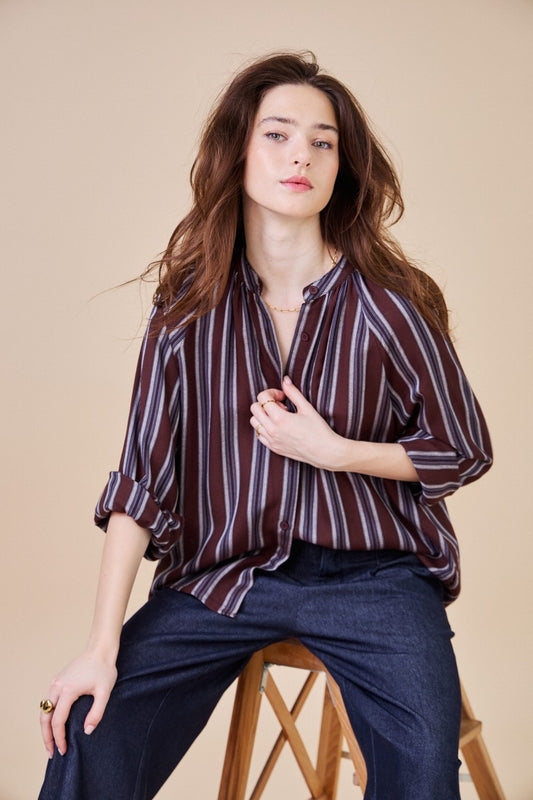 Striped Button Up Blouse