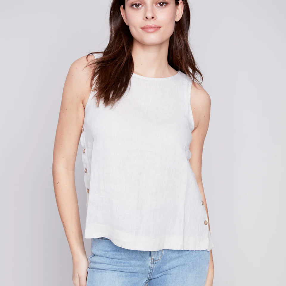Linen Top With Side Buttons