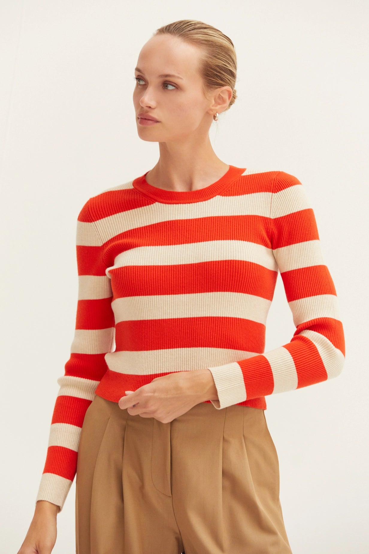 Lia Striped Rib Knit Top