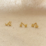 18k Gold Filled Dainty Earrings Star, Moon N Heart