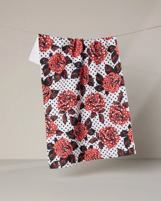 Polka Rose Kitchen Towel