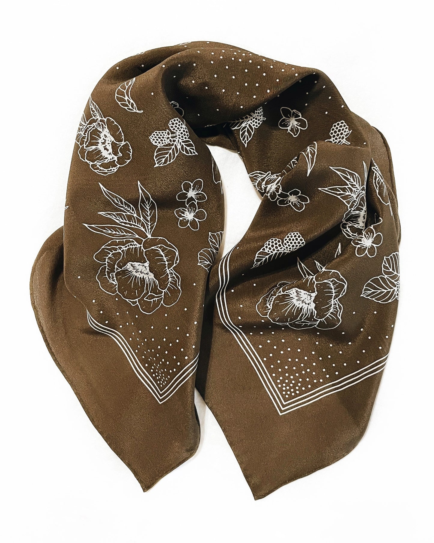 Deep Olive Floral Bandana