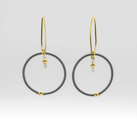 Moonstone Drop Wire Earrings