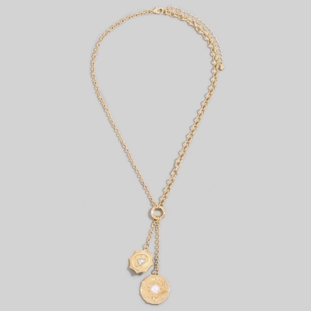 Heart & Compass Coin Necklace