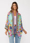 Aqua Reversible Floral Kimono