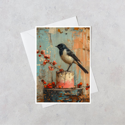 Magpie On Pink Cake Card