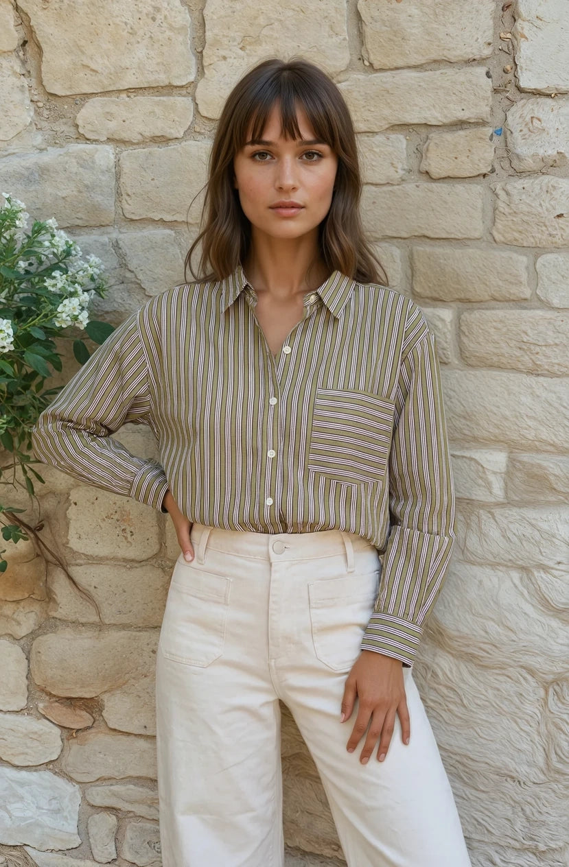 Tuscan Stripe Boyfriend Shirt