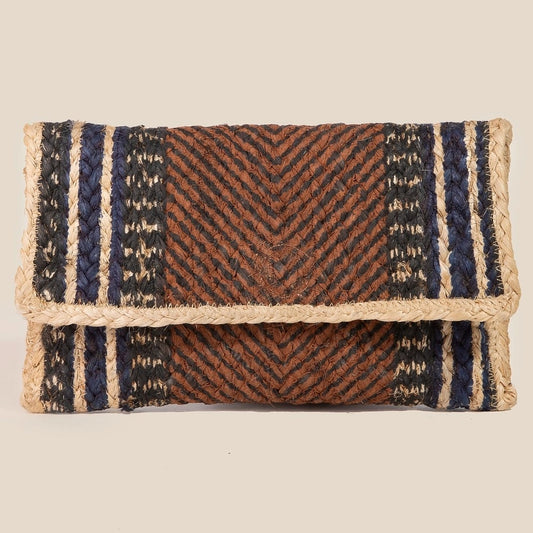 Chevron Jute Clutch
