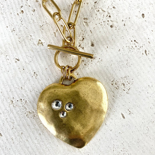 Large Hammered Heart Necklace