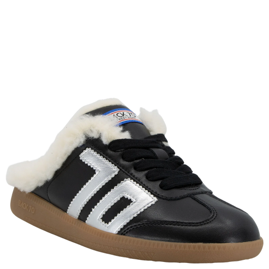 Easter Backless Sneaker - Black Silver