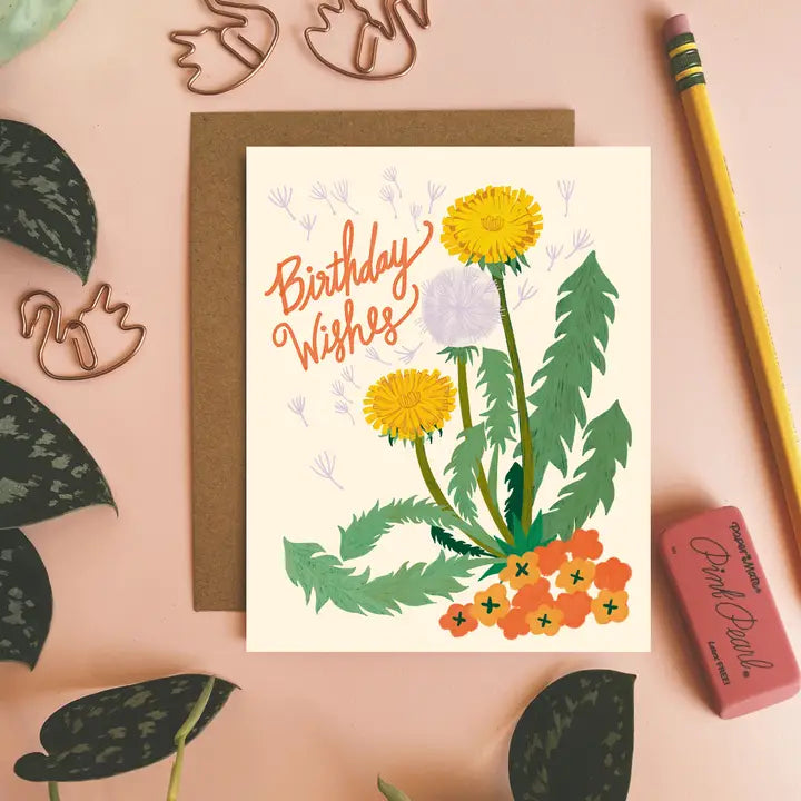 Dandelion Birthday Wishes Card