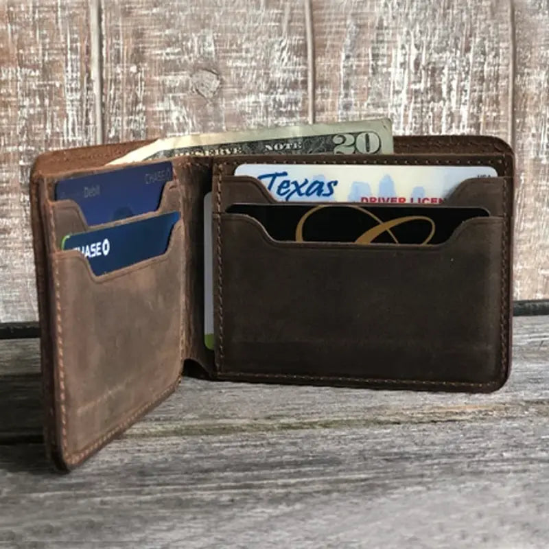 Rustic Leather Bifold Wallet
