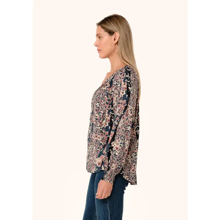 Floral Tie Neck Blouse