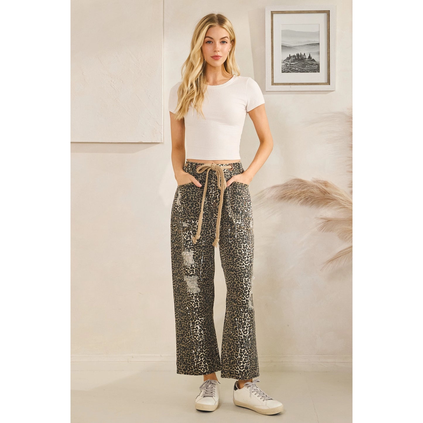 Distressed Leopard Pant