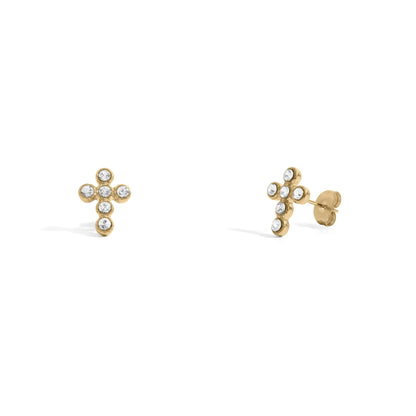 Round Stone Cross Studs