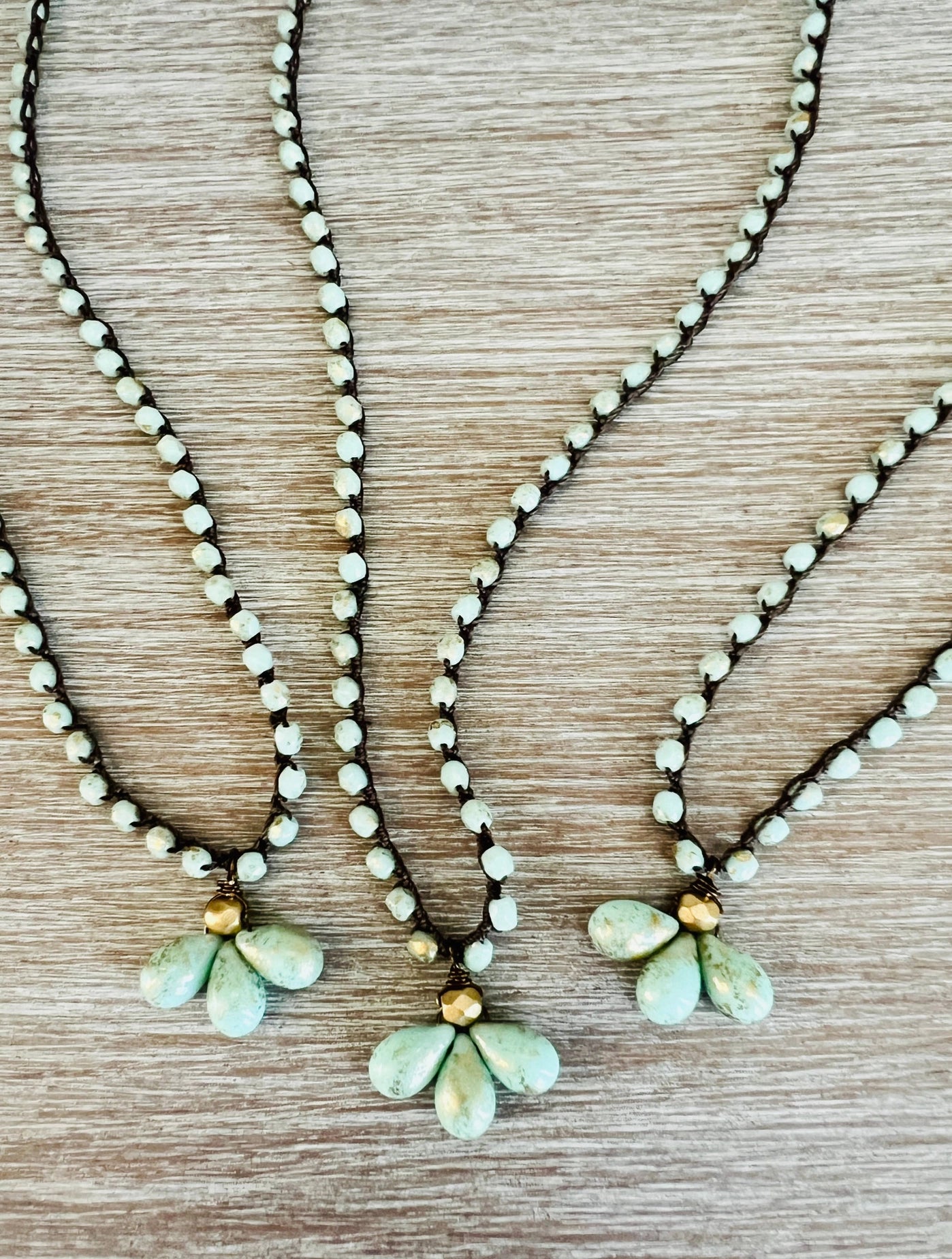 Triple Mint Drop Necklace