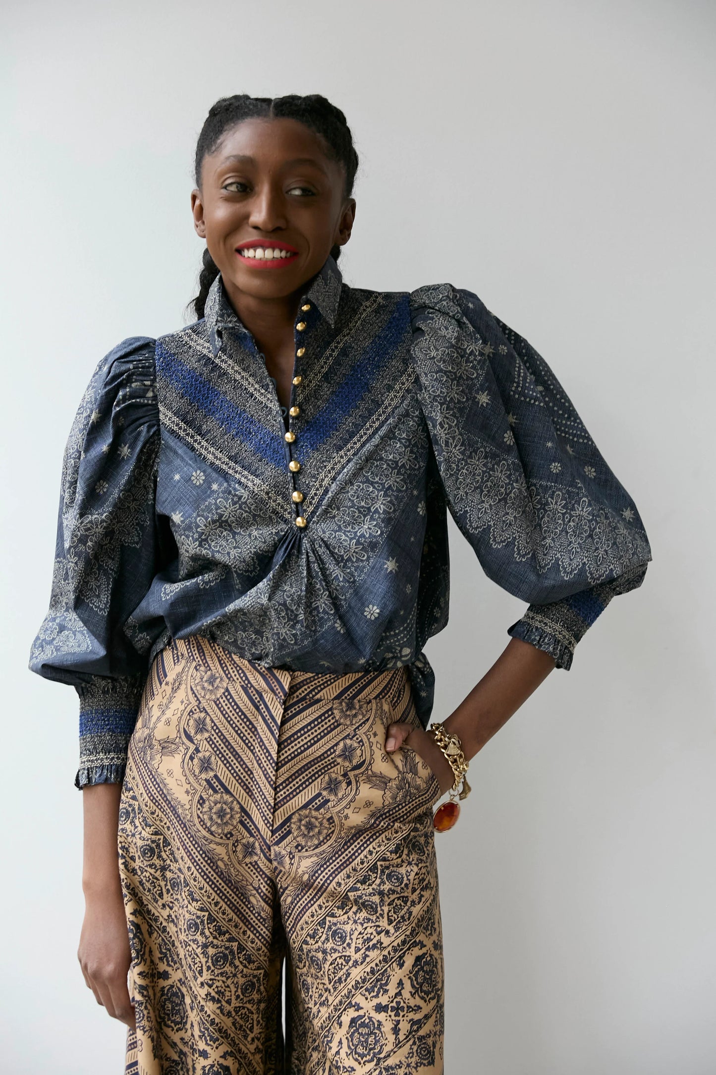 Bandana Smocked Shirt