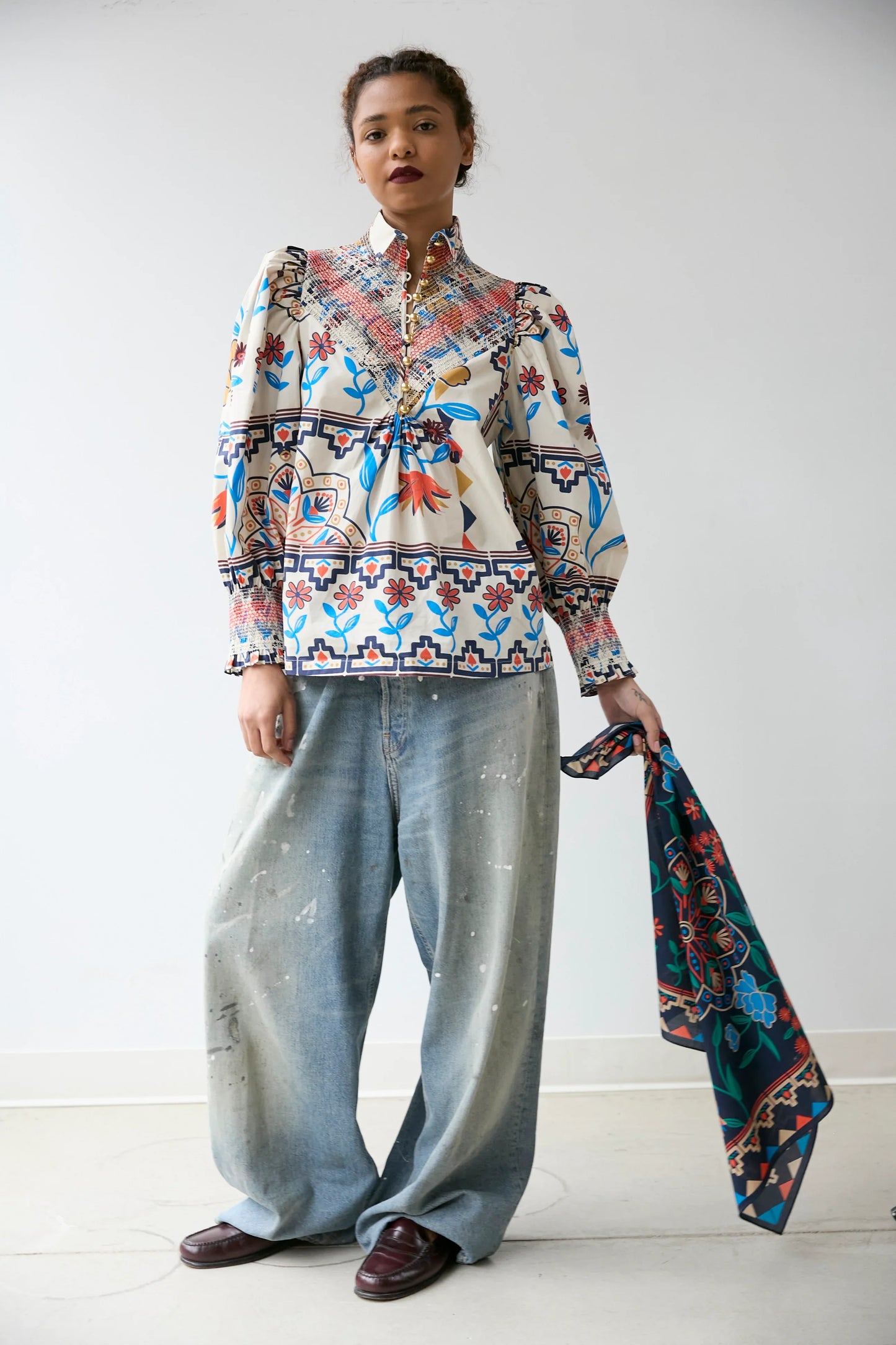 Floral Smocked Shirt