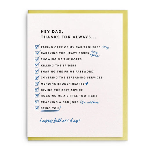Dad List Card
