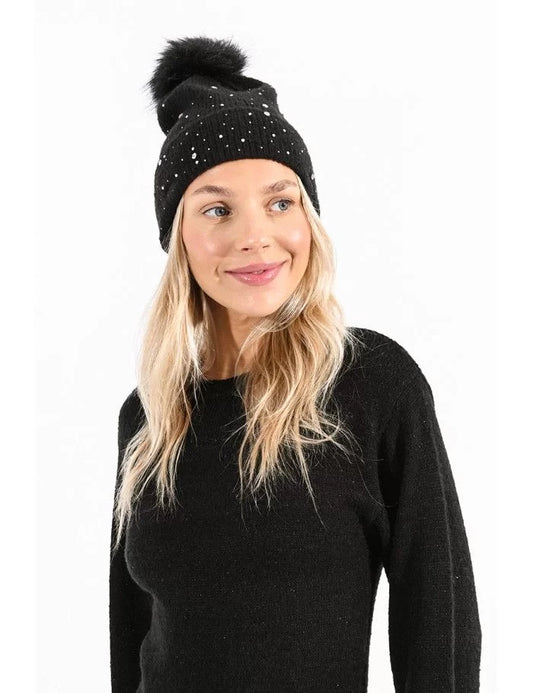 Ribbed Polka Dot Beanie