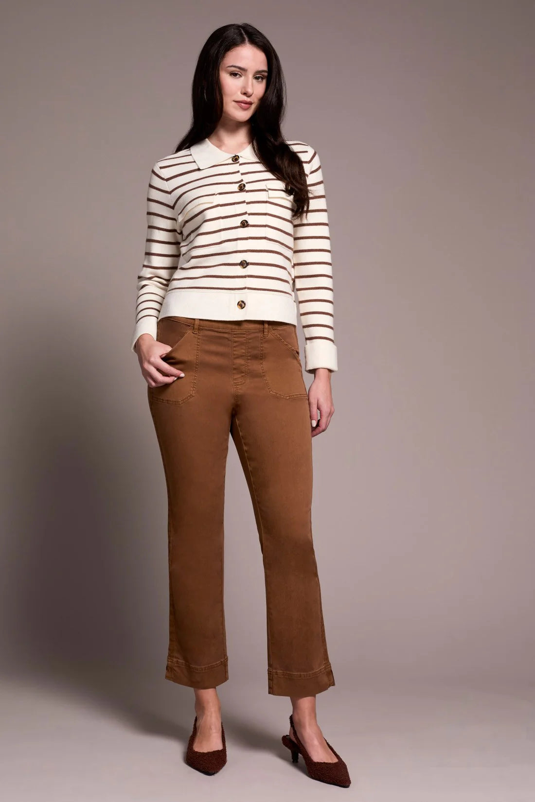 Striped Collared Cardigan