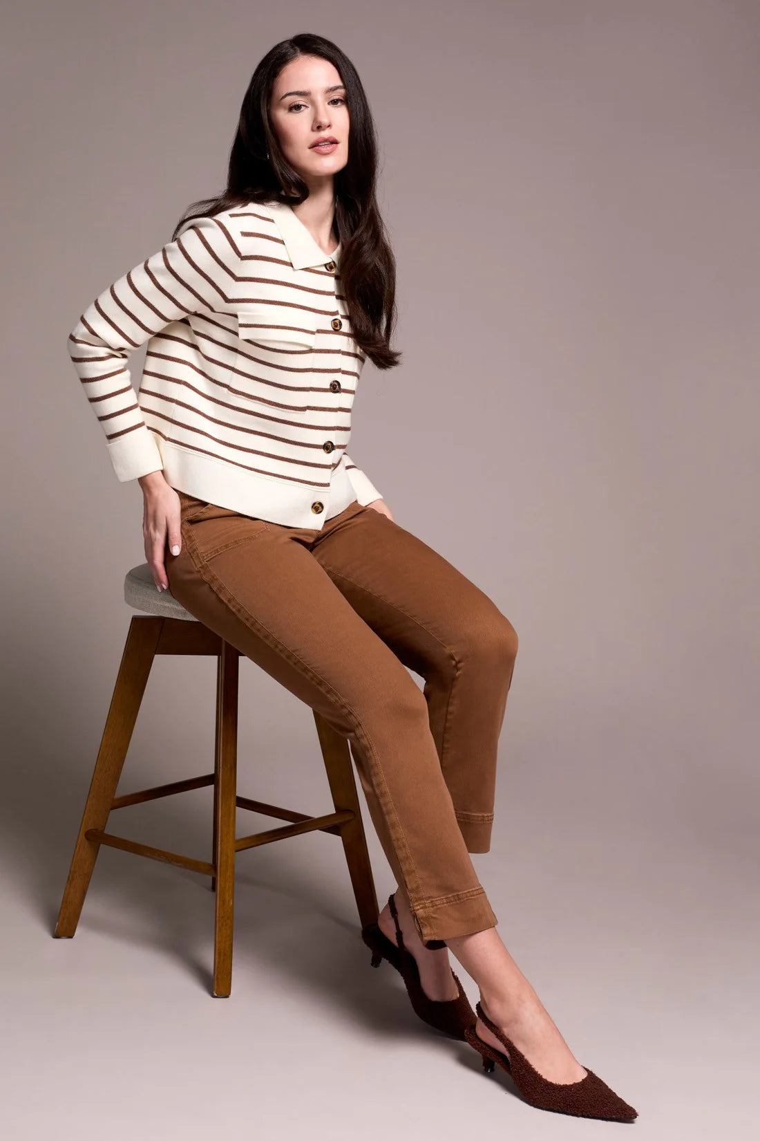 Striped Collared Cardigan
