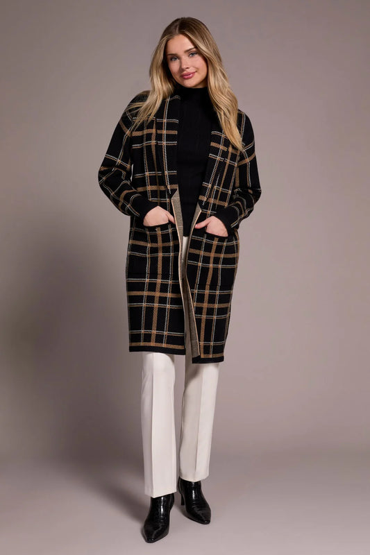 Double Knit Plaid Coatigan