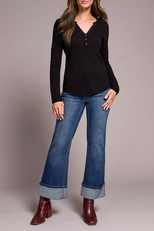 Waffle Knit Henley Top