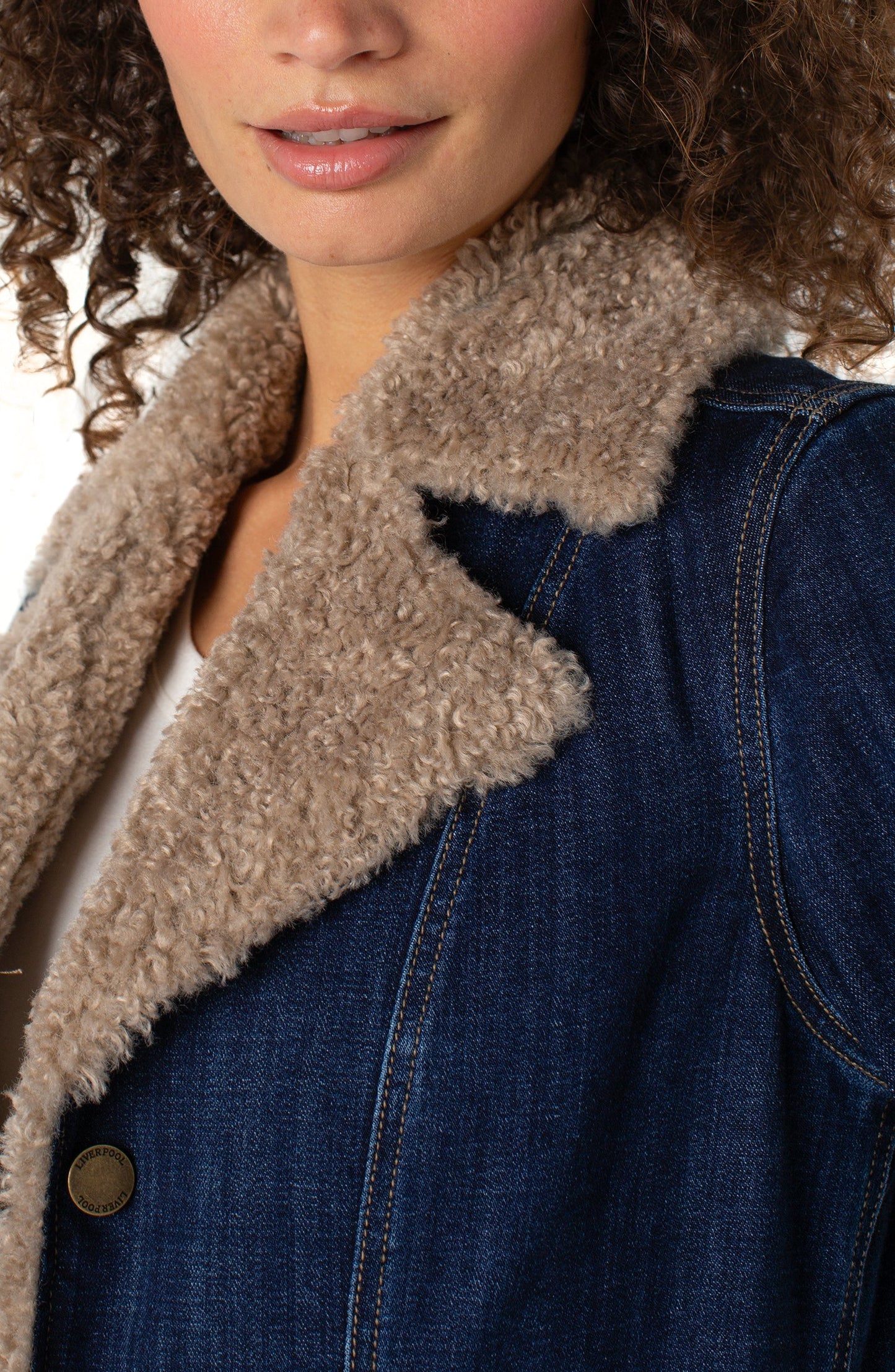 Sherpa Trim Notch Collar Jacket