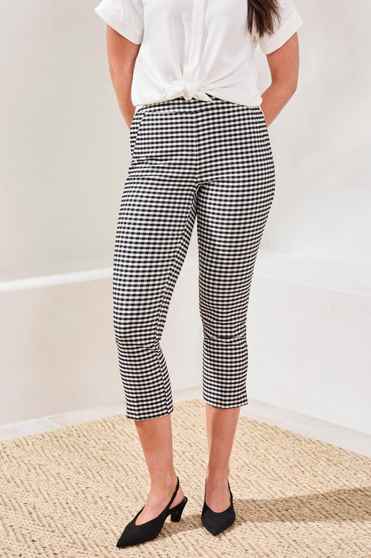 Gingham Pull-On Capri