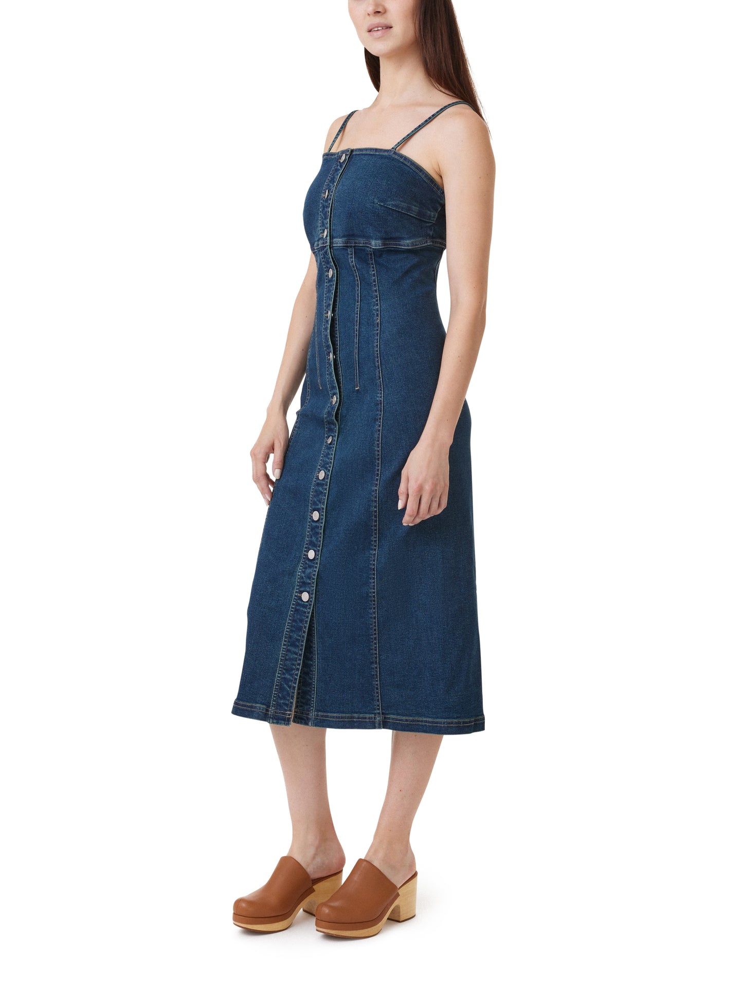 Button-Up Denim Midi Dress