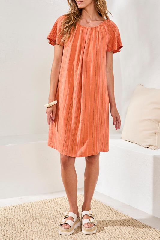 Flutter Sleeve Pleated Dress