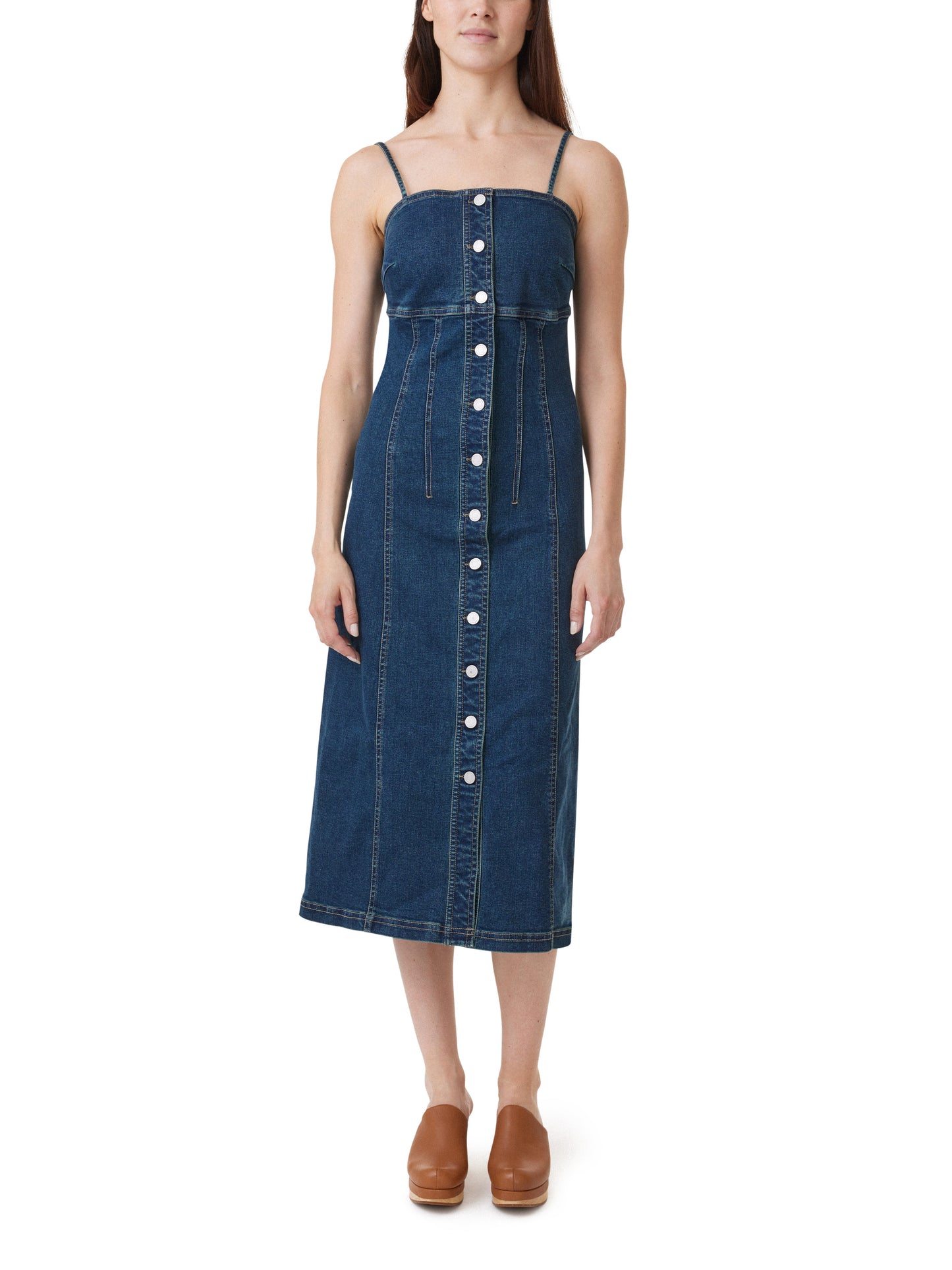 Button-Up Denim Midi Dress