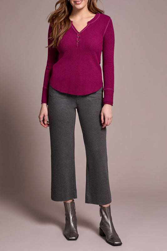 Waffle Knit Henley Top