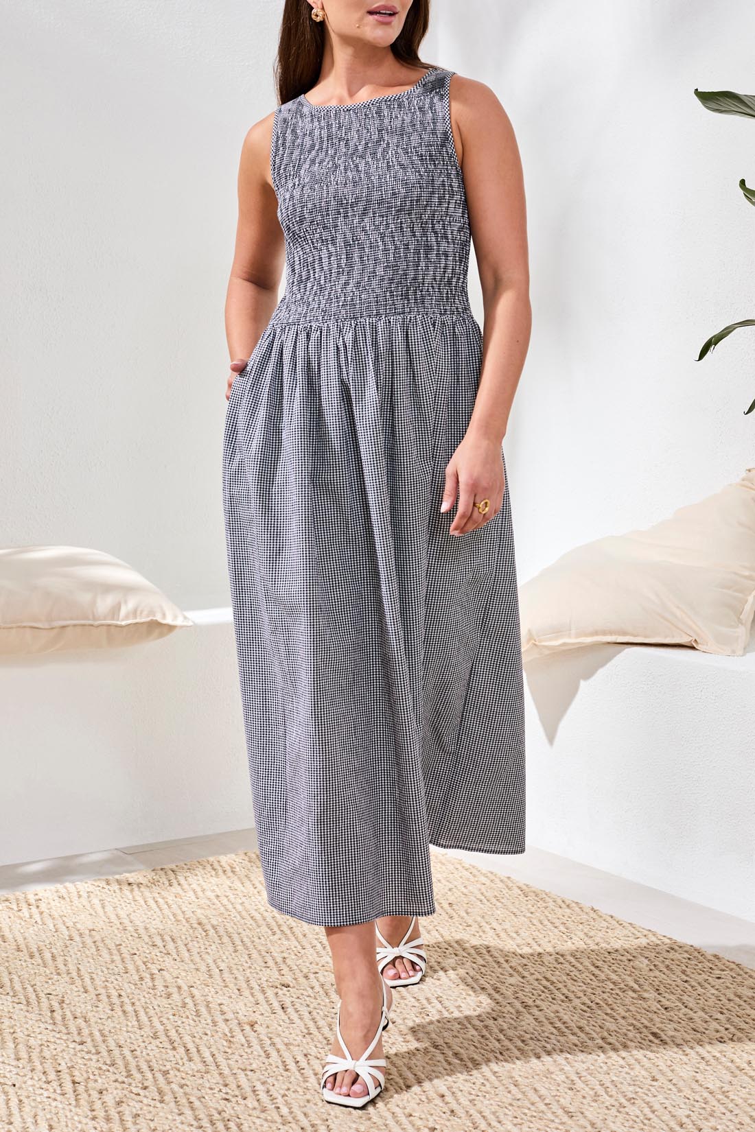 Smocked Gingham Dress